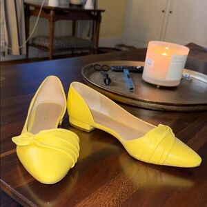 Talbots Yellow Knot-Detail Pointed Leather Flats